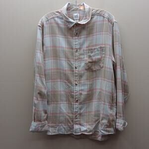 BDG Long Sleeve Plaid Button Down Shirt Flannel Western Beige/Pink Size Medium
